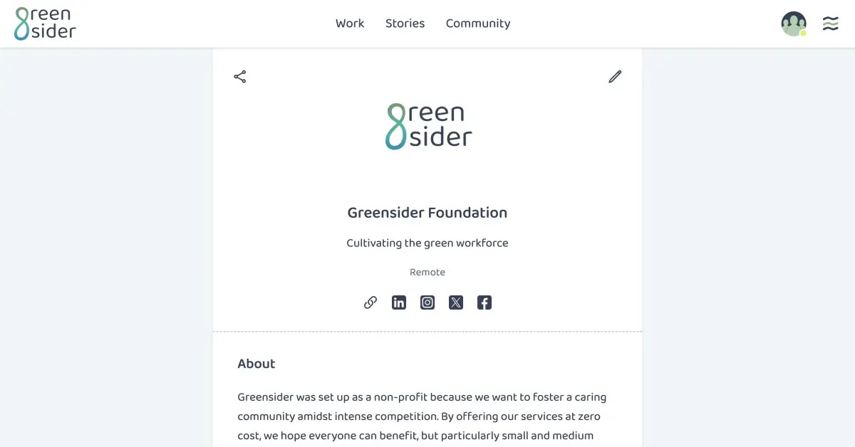 Preview of Greensider Foundation's profile on Greensider