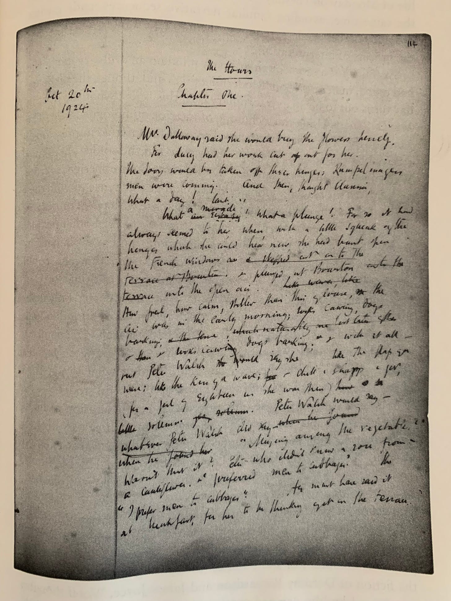 Photograph of a page from Mrs Dalloway manuscript