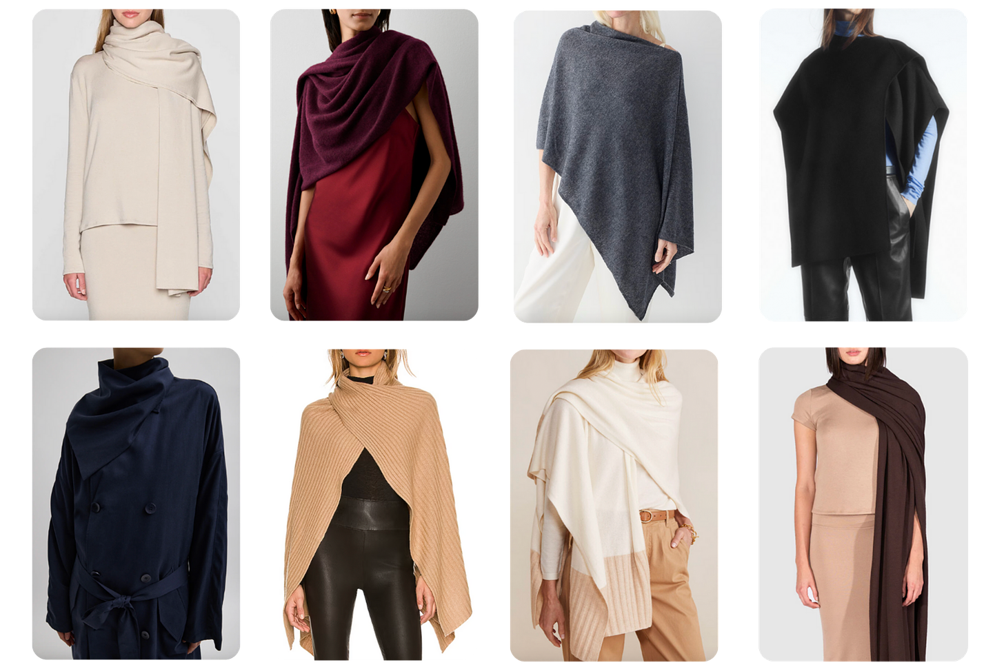 Selection of pashminas from Bleusalt, J. Crew and other retailers.
