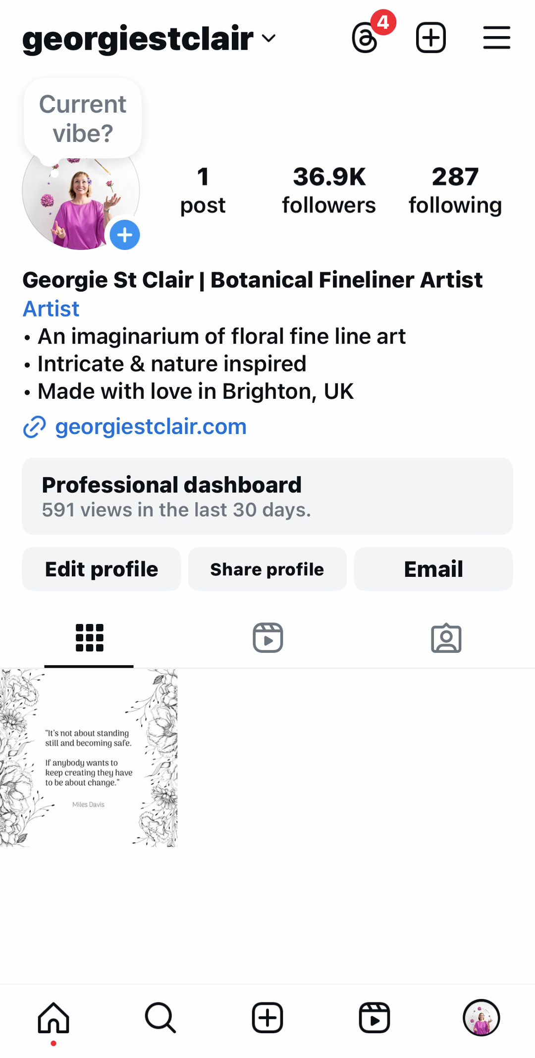 Georgie St Clair Instagram | Botanical Fine Liner Artist