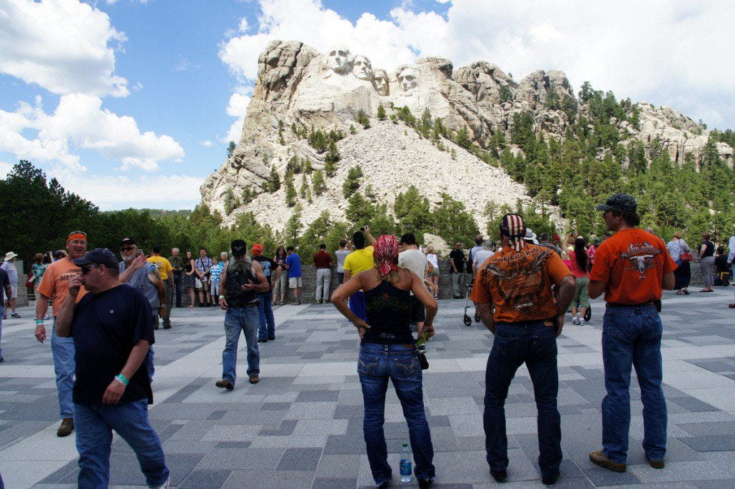 I can only call this shot "Mt. Rushmore and Bikers."