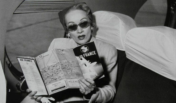 'Marlene Dietrich, Orly airport, Paris, 1955.' Another classic from @RomanPBone1. 