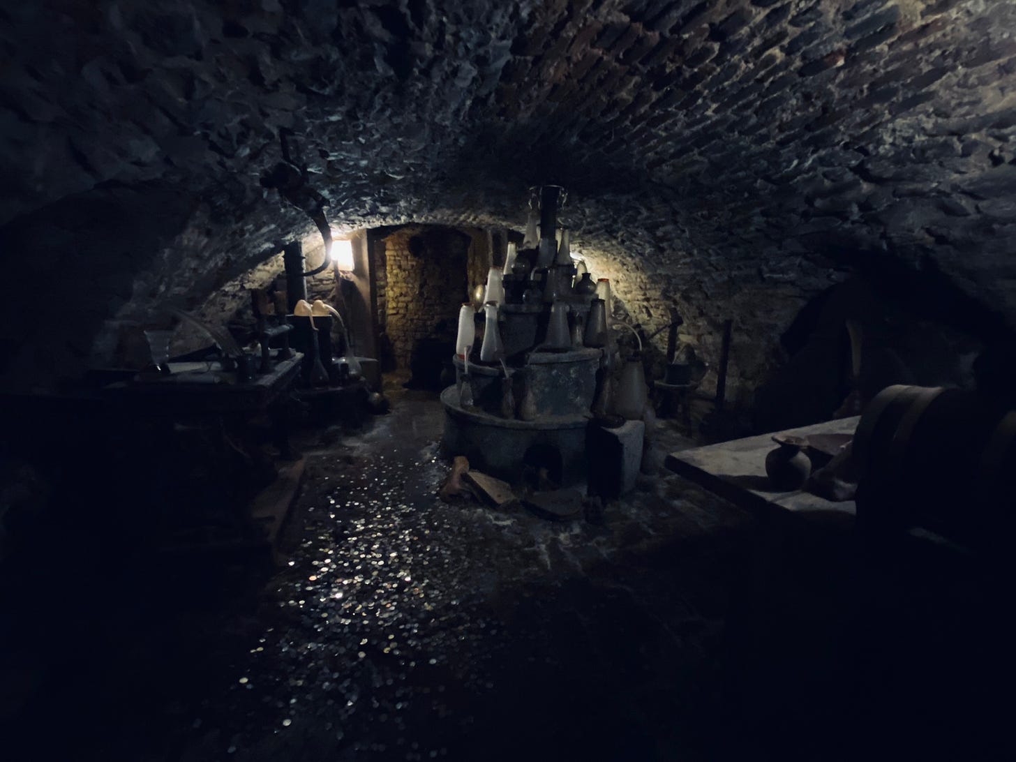 A photograph of one of the lost alchemy labs in Prague, in an underground tunnel.