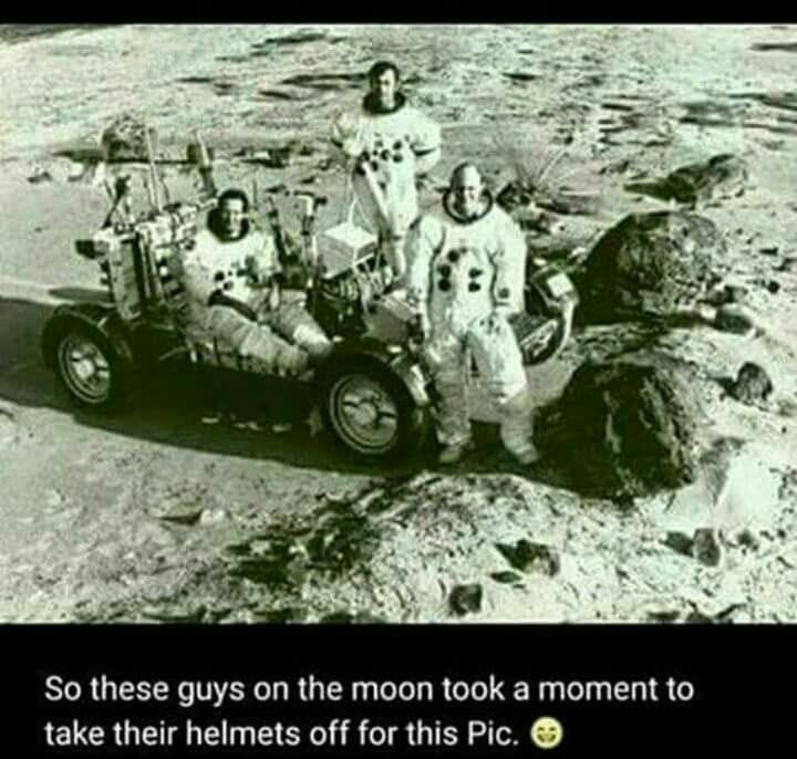 no helmets on moon