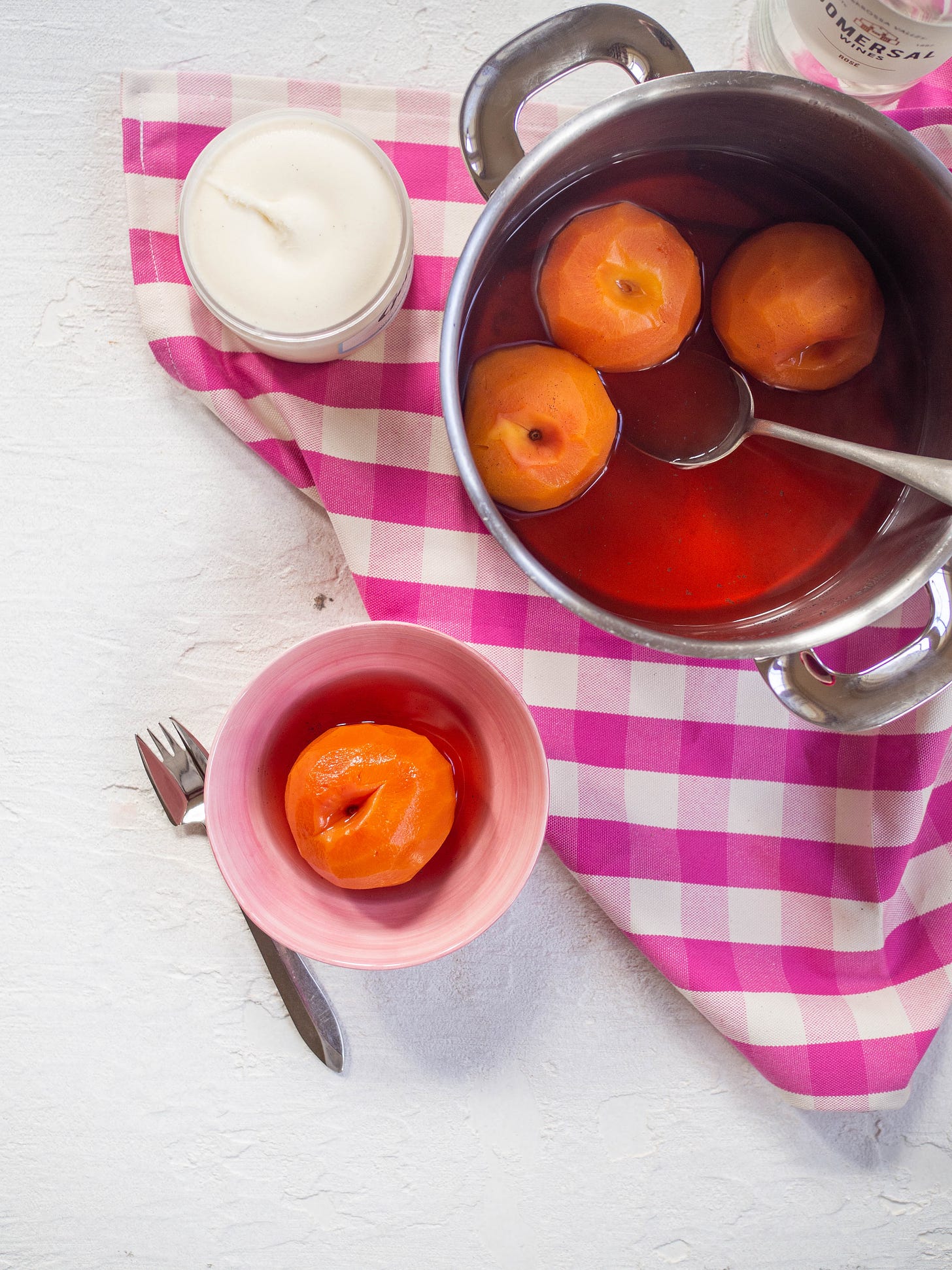 Rosé Poached Peaches