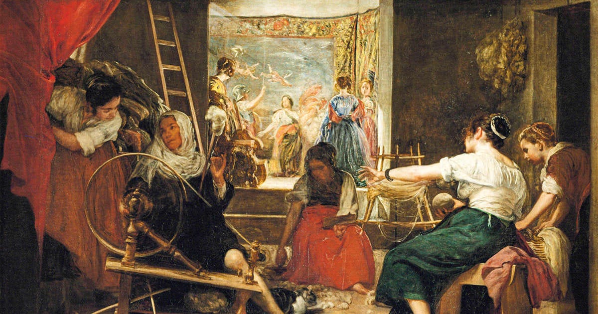 Cuál es el tema de Las Hilanderas de Velázquez?