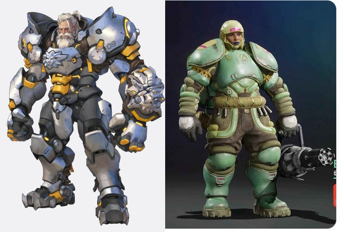 Left: Overwatch Reindhart, right: Concord character