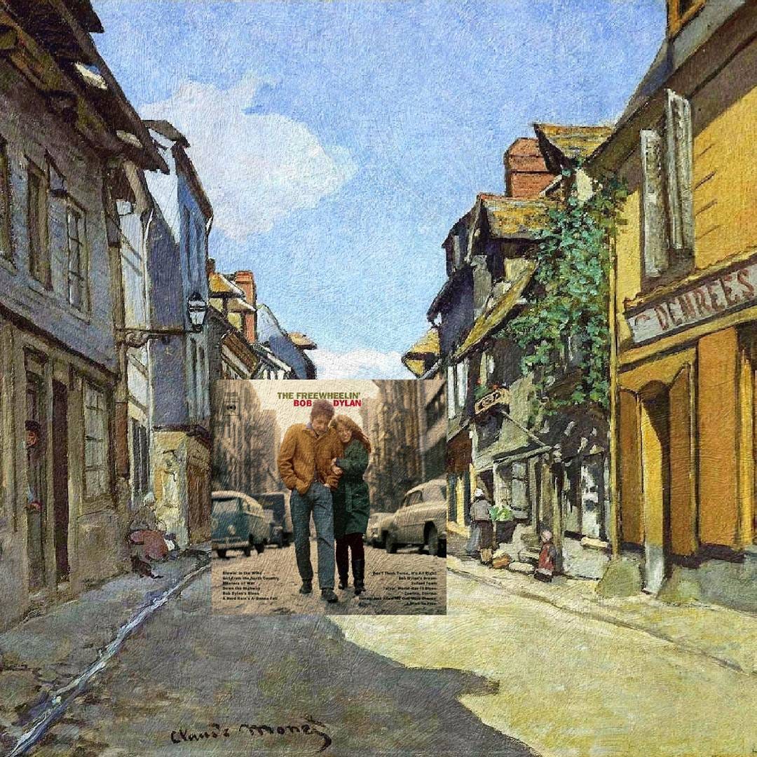 The Freewheelin', Bob Dylan + The La Rue Bavolle at Honfleur, Claude Monet