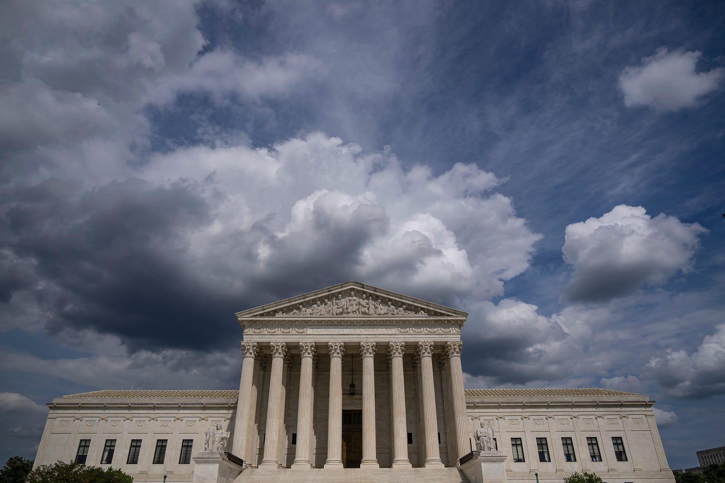 Clouds are seen above the U.S. Supreme Court building in Washington, D.C. 