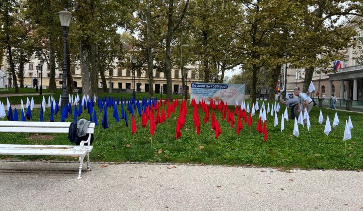 Kongresni trg so preplavile zastavice v spomin na otroke, umrle v postopkih splava (foto: Pohod za življenje)