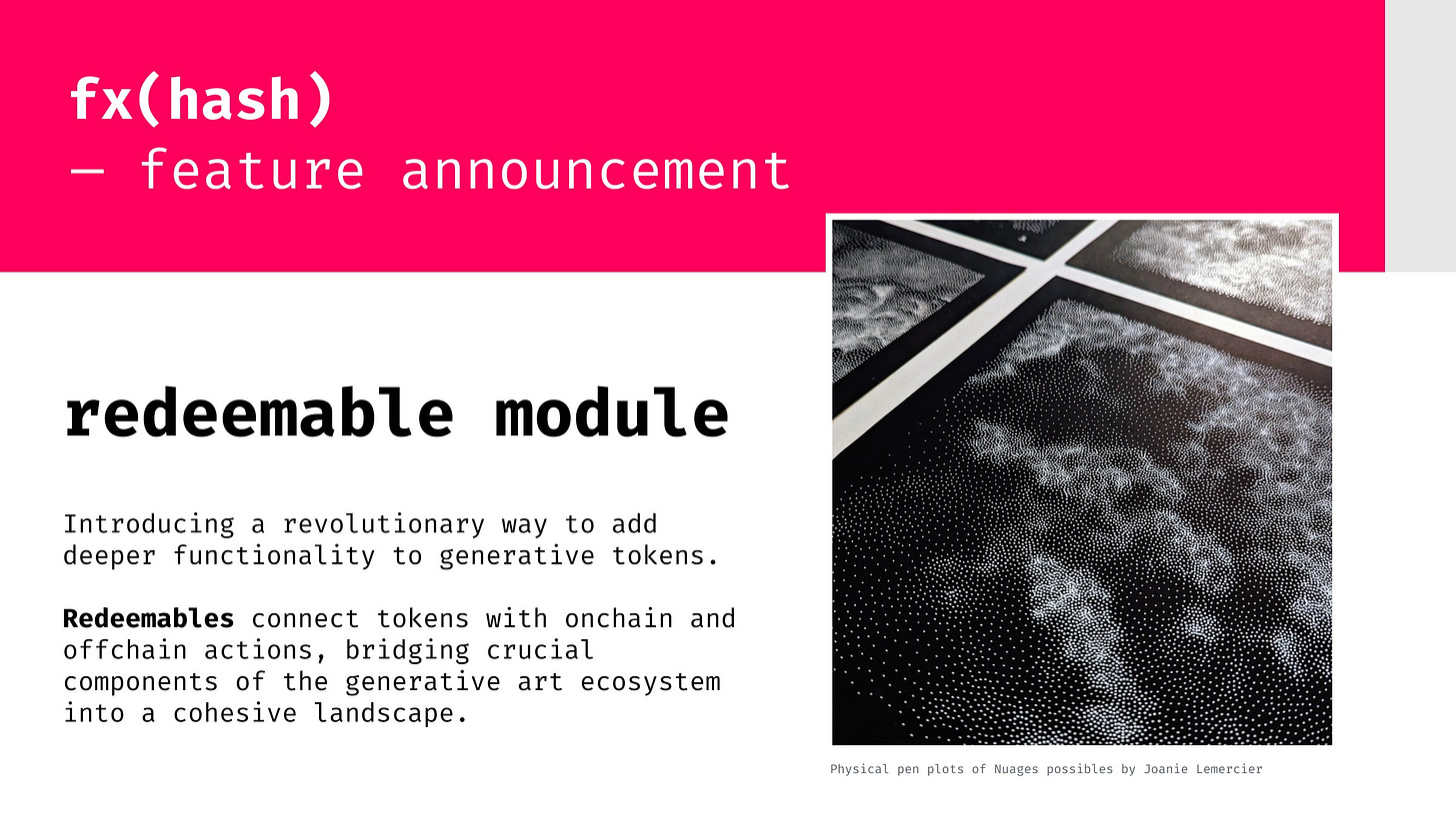 fxhash announced their redeemable module.