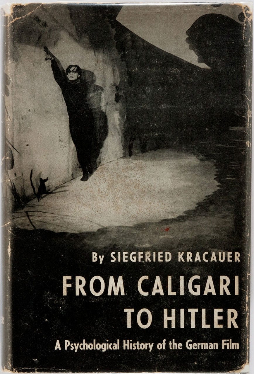 Front cover of From Caligari to Hitler by Siegfried Kracauer with a black and white still from the film The Cabinet of Doctor Caligari