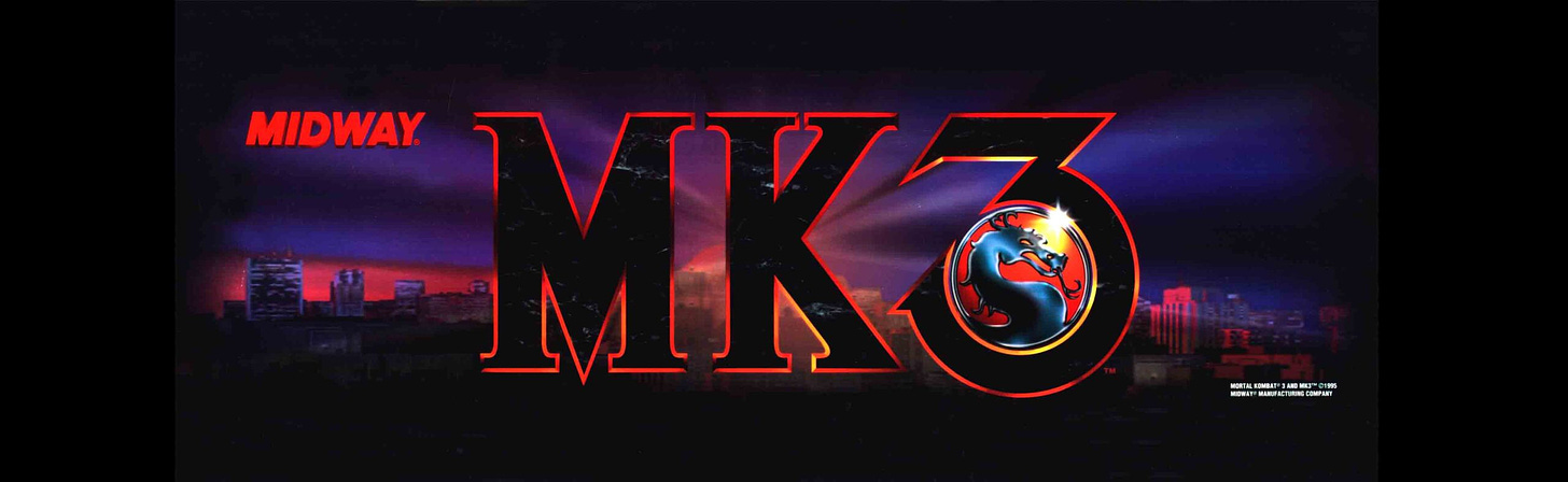 Mortal Kombat 3 Arcade Marquee - 26" x 8" - Arcade Marquee Dot Com