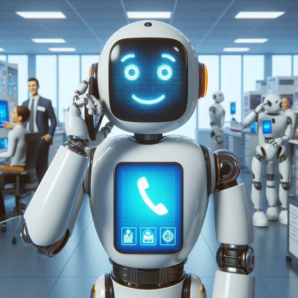 a robot answering phone call