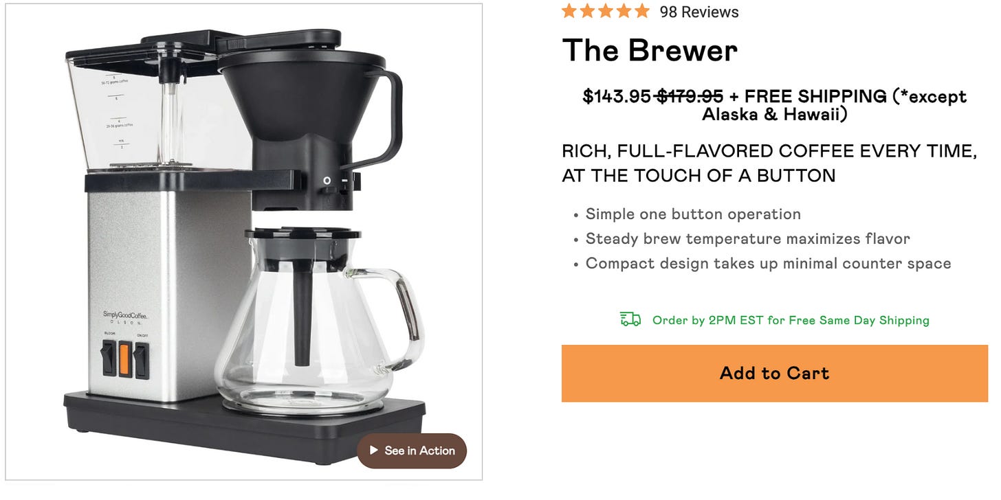 Product shot of the coffee brewer machine.