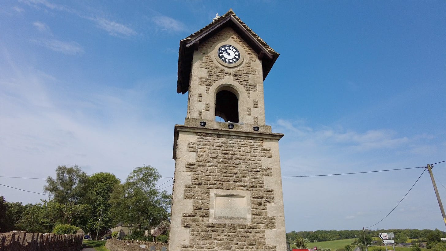 Queen Victoria's Diamond Jubilee Clock Tower, Bath Road, Atworth. Built in 1897. Image: Roland's Travels