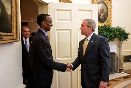 File:Bush welcomes Paul Kagame to the White House.jpg