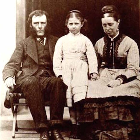 Beatrix Potter age 8 with parents, ca 1874