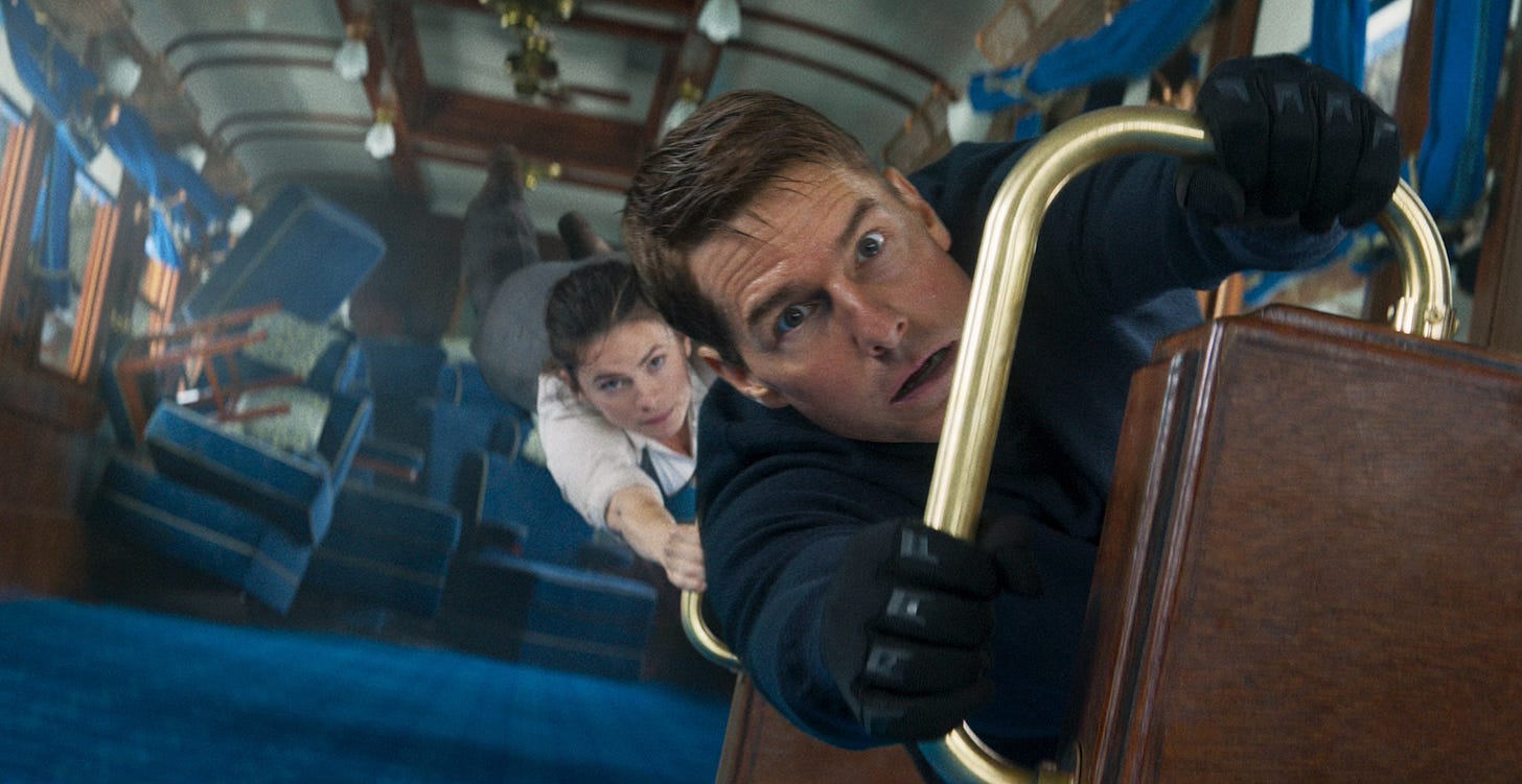 Tom Cruise and Hayley Atwell in Mission: Impossible - Dead Reckoning, Part One