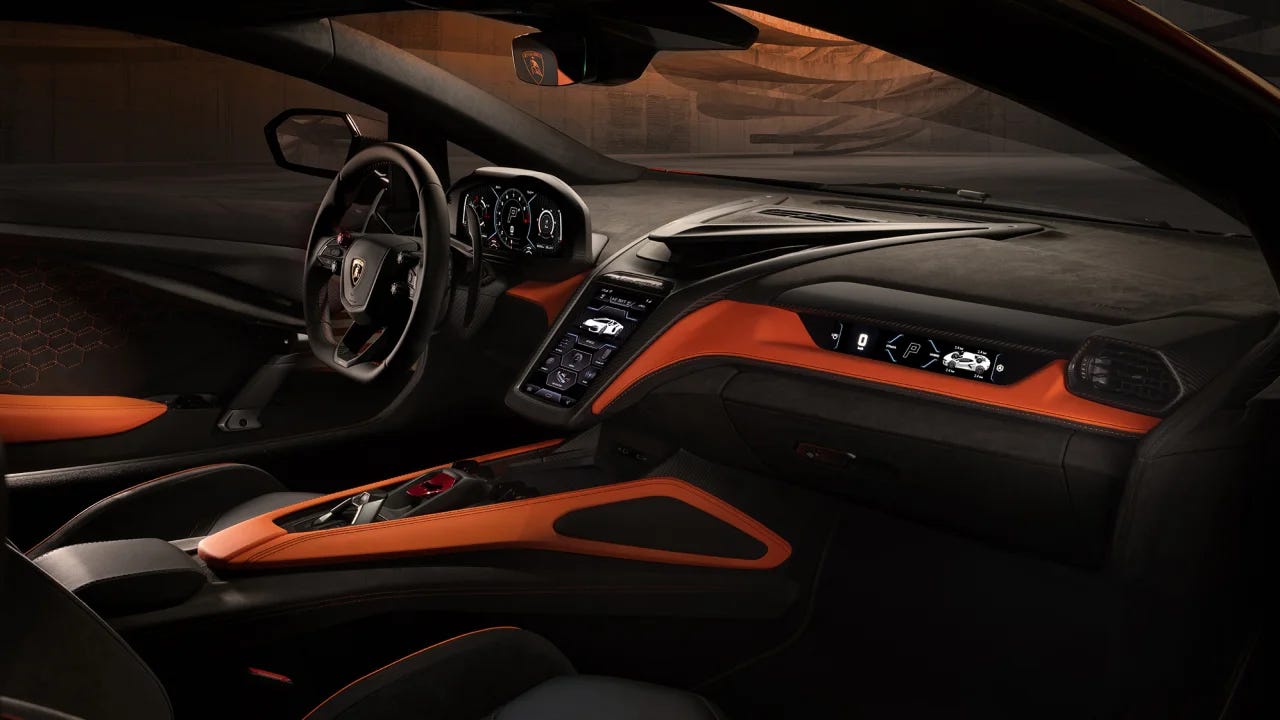 The interior of the Revuelto is more like the cockpit of a futuristic supercar
