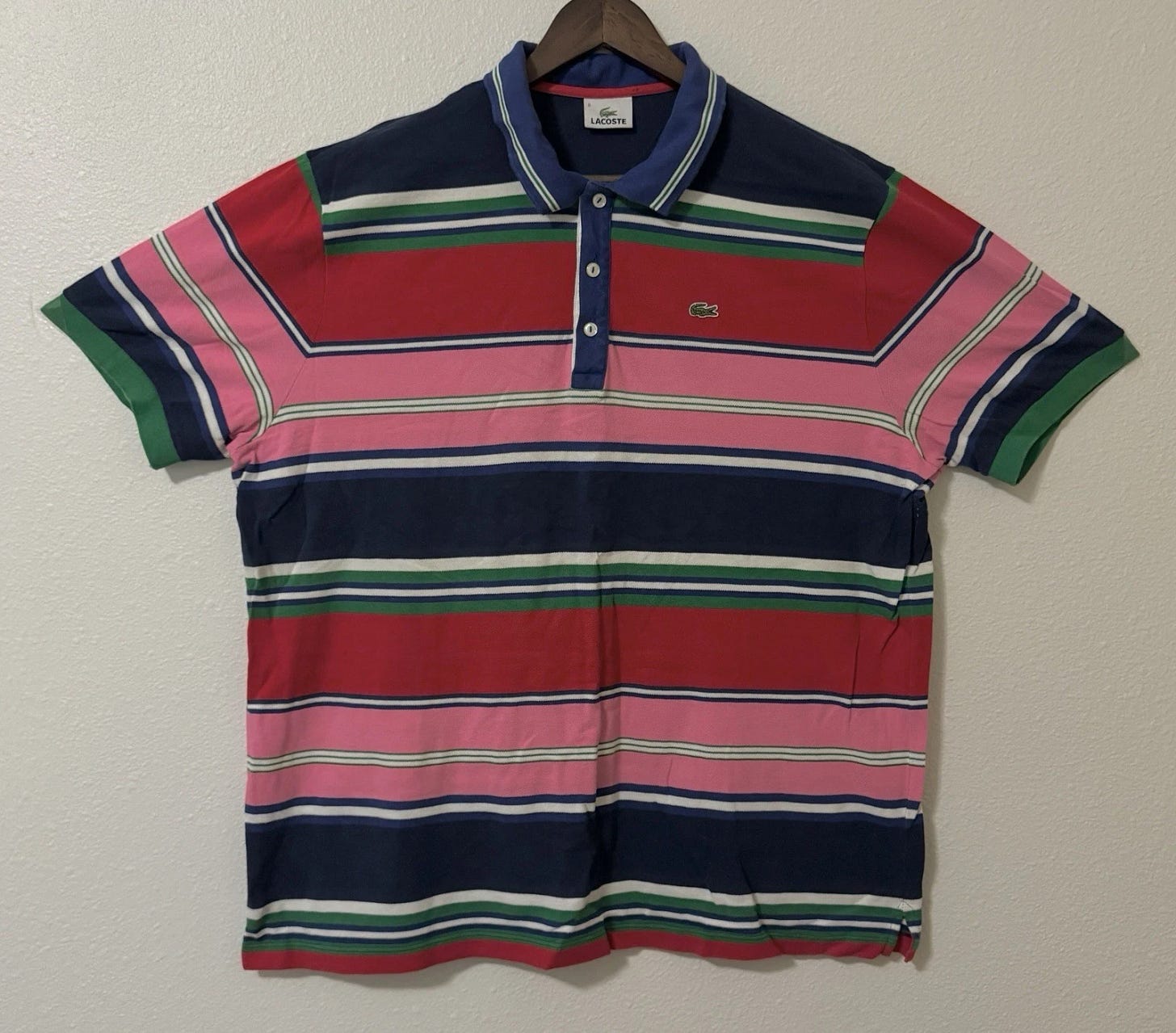 Lacoste Vintage Mens Striped Polo Shirt Size 8 Medium - Picture 1 of 6