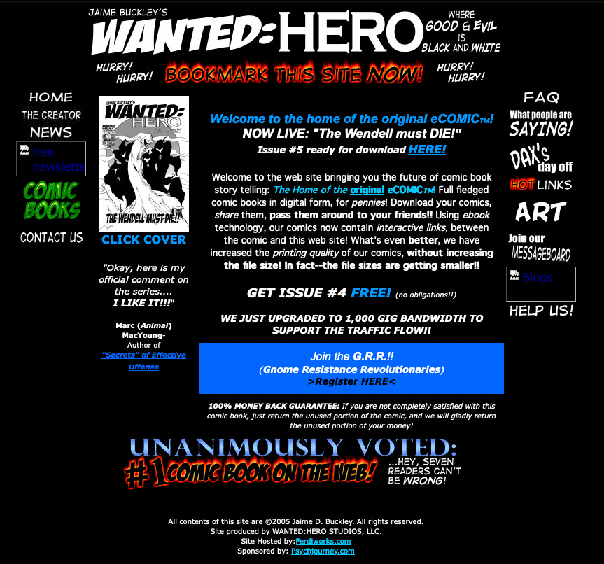 The original wanted Hero website