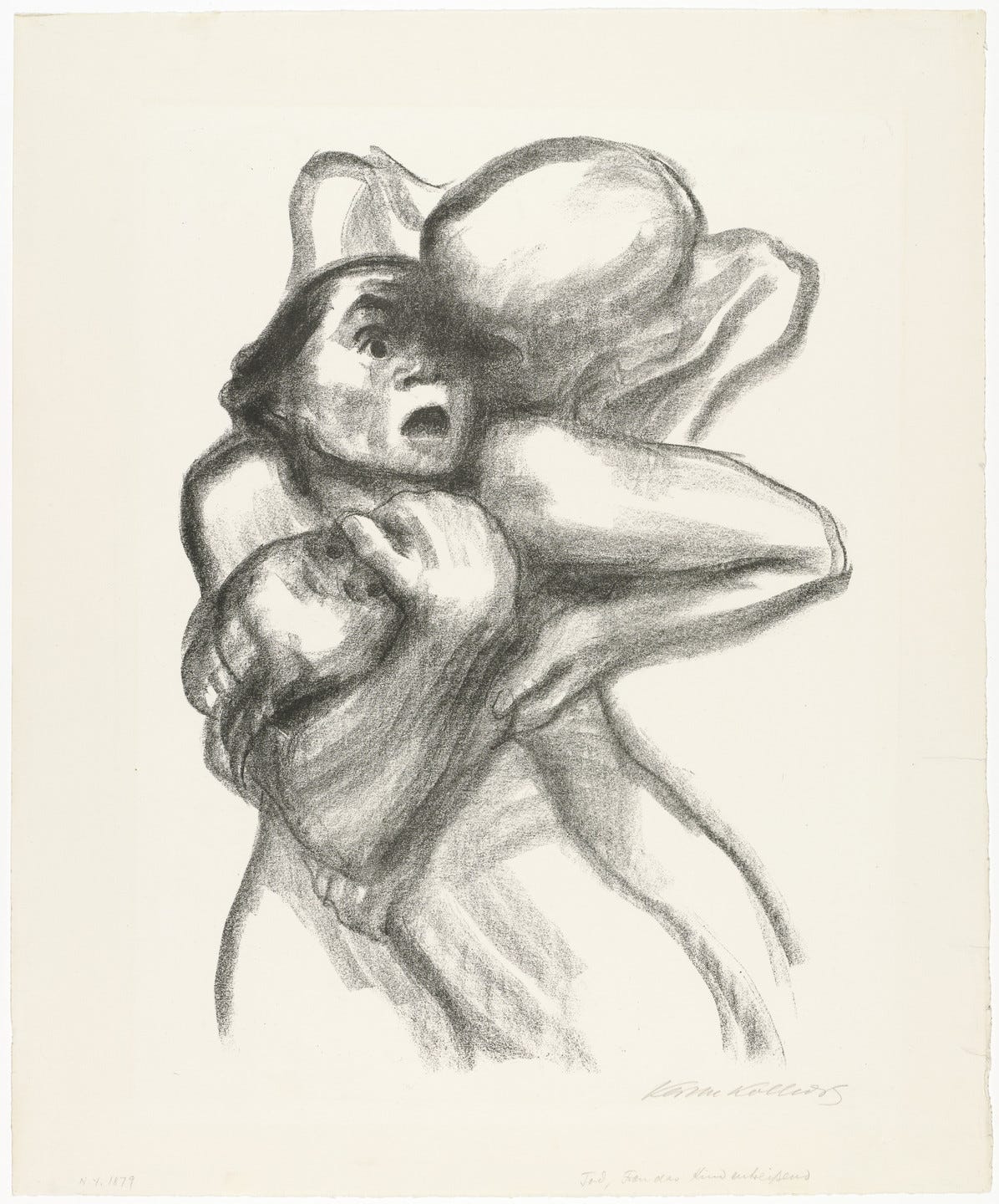 Käthe Kollwitz. Death Seizes a Woman (Tod packt eine Frau), plate 4 from  the series Death (Tod). 1934 | MoMA