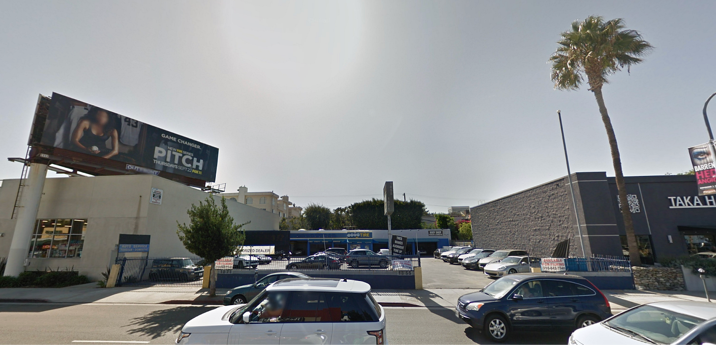 An auto body shop along Westwood Boulevard.