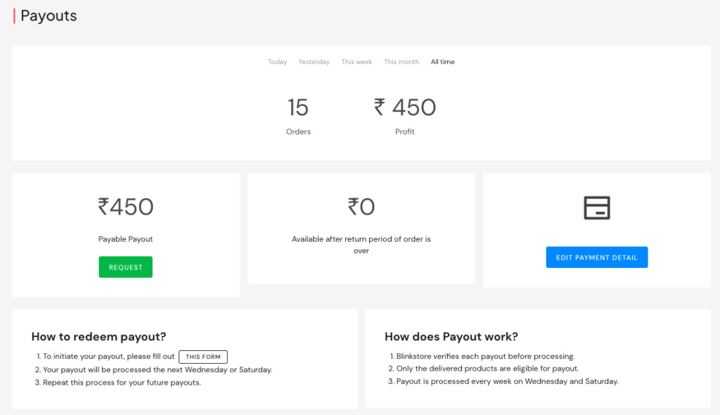 Process to redeem payment form Blinkstore is now easier