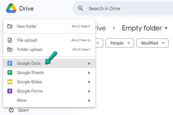 The Obvious: Creating a new Google Doc