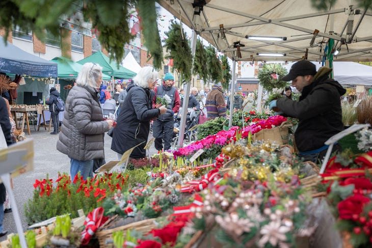 A stall at a flower market