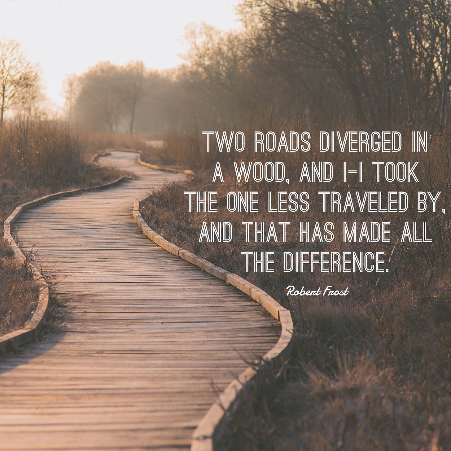 Two roads diverged in a wood and I – I took the one less traveled by, and  that has made all the difference – Robert Frost | hungryfaces