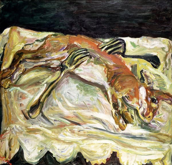&ldquo;Hare With Forks,&rdquo; in a Chaim Soutine exhibition at the Paul Kasmin Gallery.