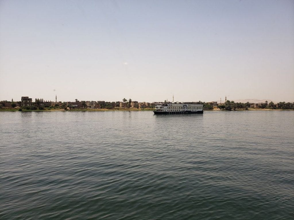 Passing another ship on the Nile river