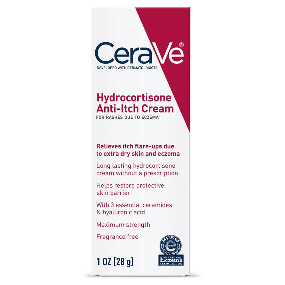 CeraVe Hydrocortisone Cream 1% | Anti-Itch Cream with Temporarily Relief from Rashes with Eczema-Prone & Dry Skin | Itch Relief Cream | Fragrance Free | 1 Ounce 
