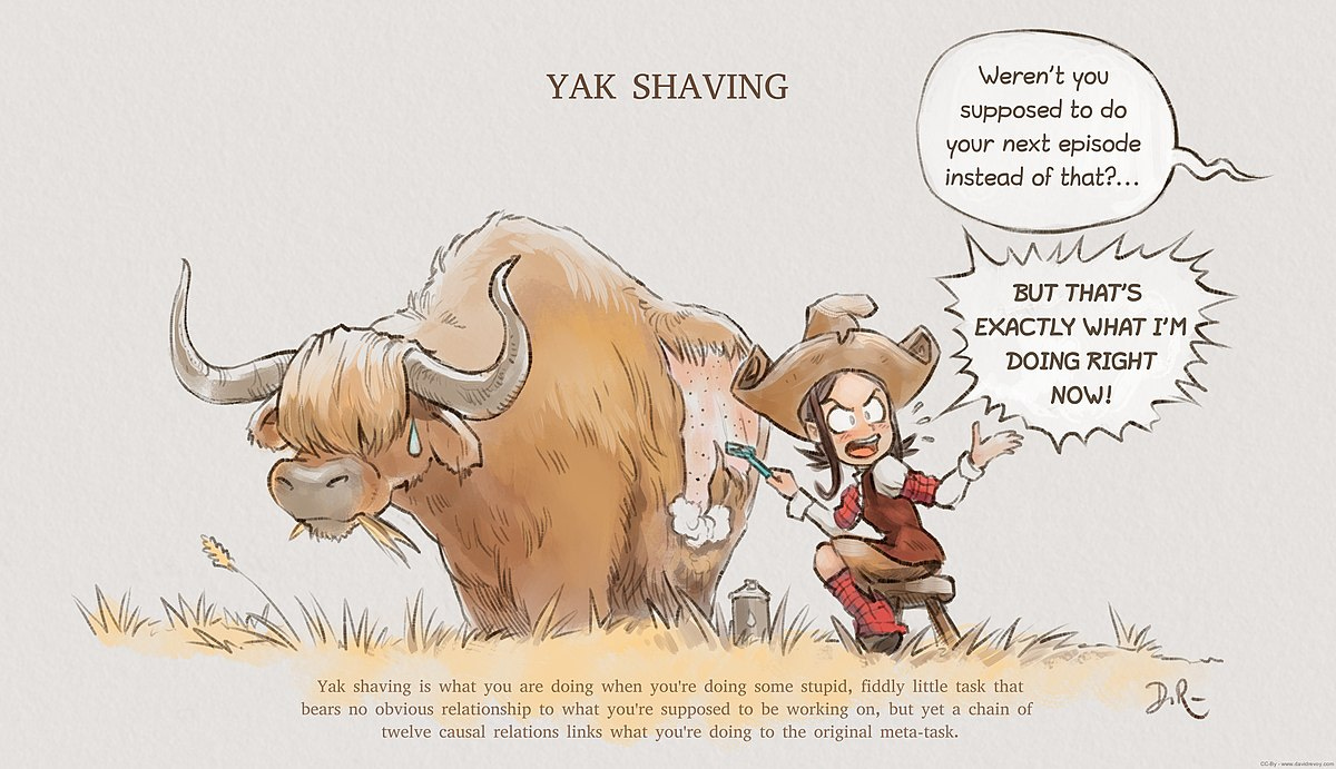 yak shaving - Wiktionary, the free dictionary yak shaving - Wiktionary, the free dictionary