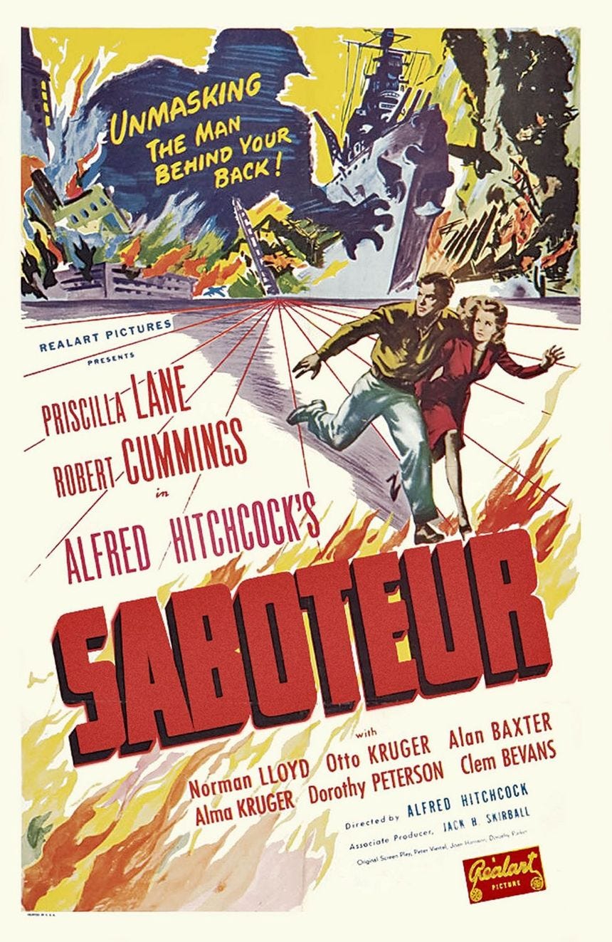 Robert Cummings and Priscilla Lane in Saboteur (1942)