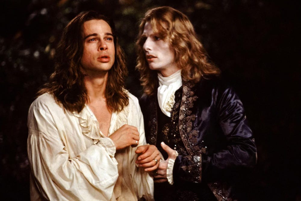 Tom Cruise as Lestat and Brad Pitt as Louis in the movie version of Interview with the Vampire