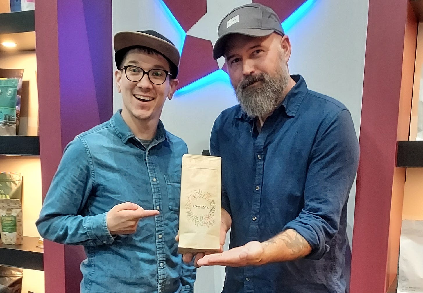 Bryant Banker-Scannell of Relative Coffee in Minneapolis, left, joined Ryan Woldt of Carlsbad in a coffee collaboration, called “Yeah, no … Yeah,” celebrating their Midwestern roots. Courtesy photo