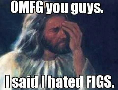 Jesus face palms and says OMG you guys, I said I hated FIGS