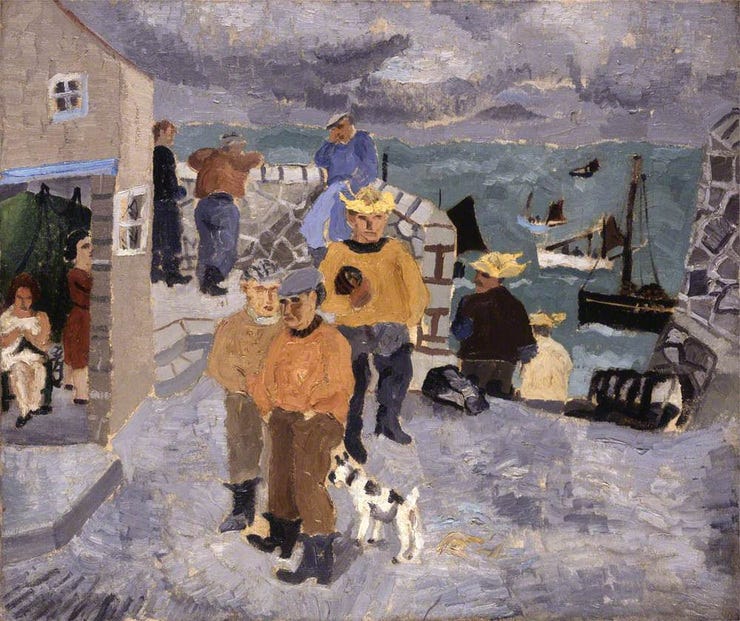 Pescadores de Cornualles, el muelle, St Ives, Christopher Wood, 1928