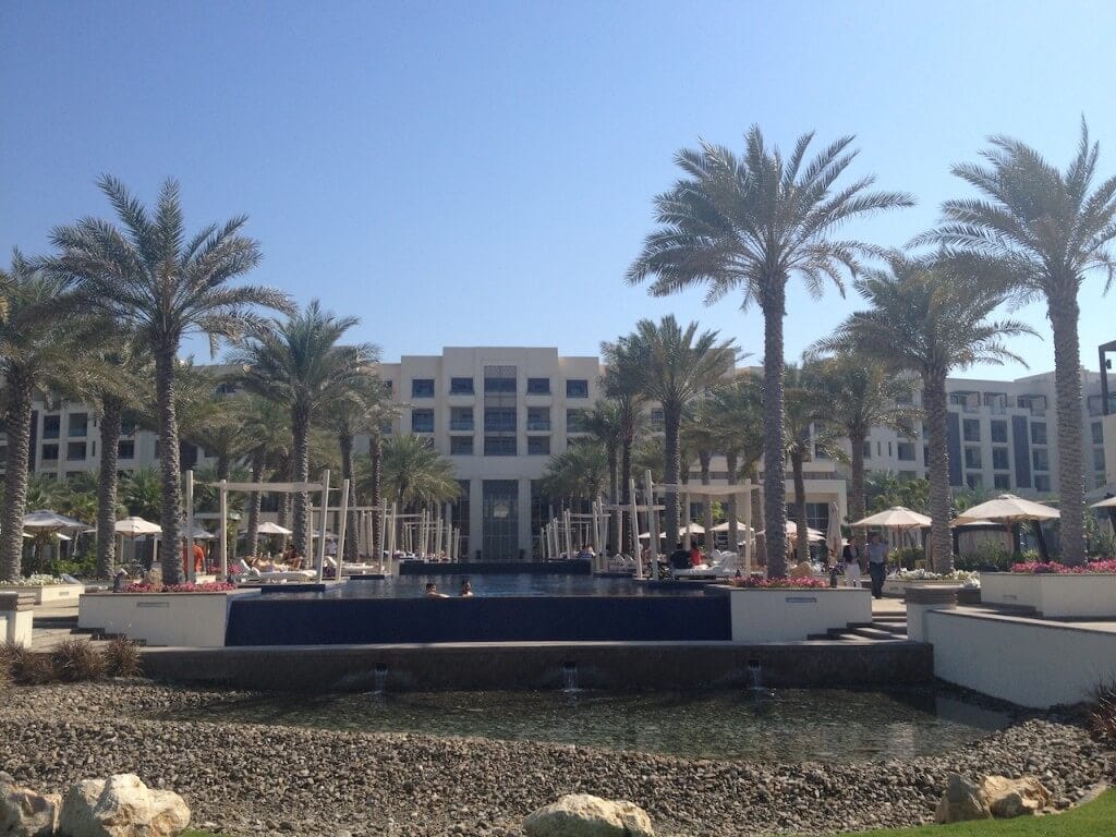 View of the hotel from the edge of the beach