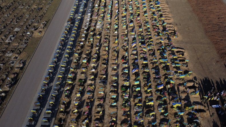 Ukrainian military cemetery in Kharkiv December 2022