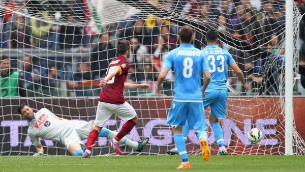 roma beats napoli serie a soccer 2015