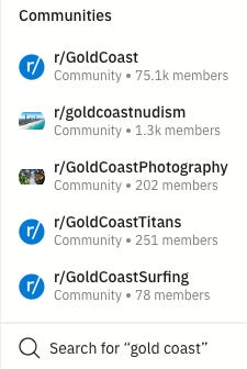 Gold Coast Nudists are number 2 on Reddit
