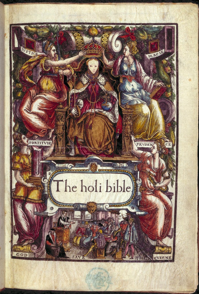 'The holi bible'. The Bishops Bible. 'The holi bible'. The Bishops Bible.