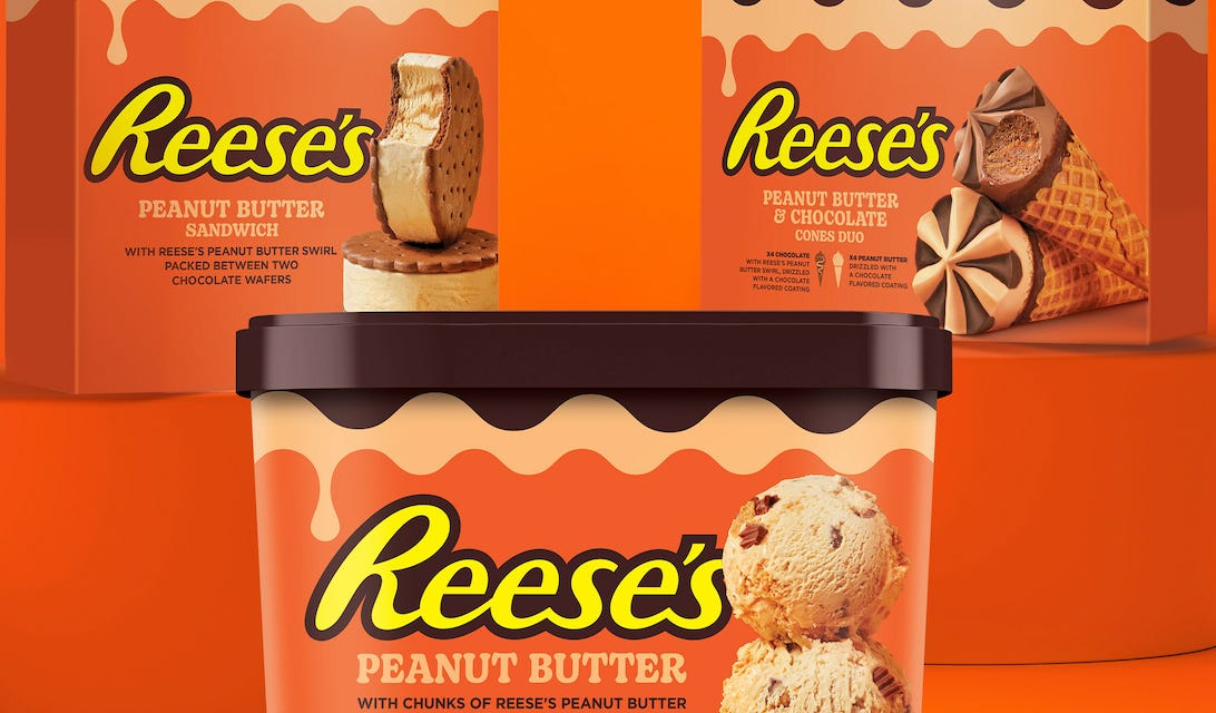 Reese's peanut butter sandwiches and peanut butter light ice creams