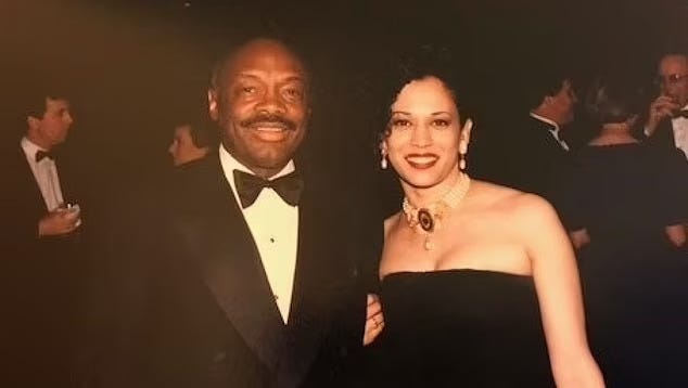 Kamala Harris and Willie Brown posing together in 1994