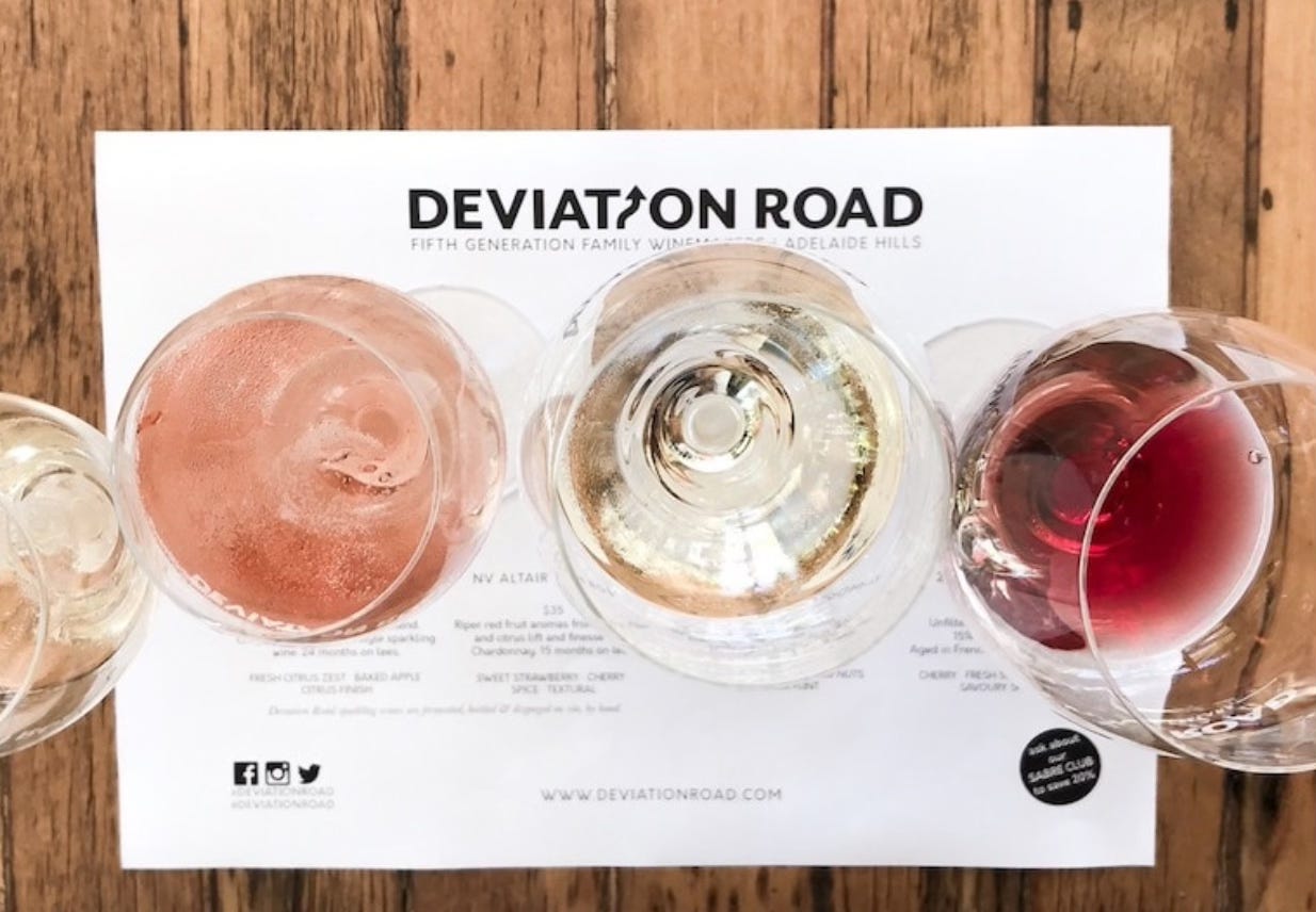 wine flight at deviation road