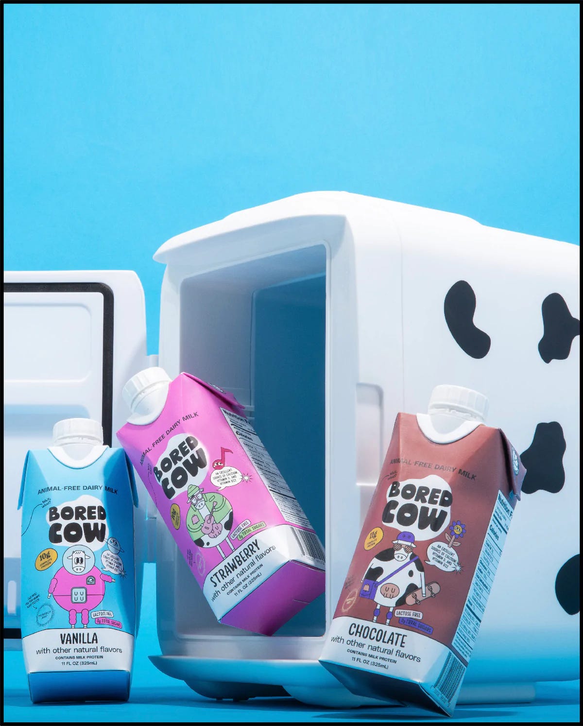 Three cartons of Bored Cow. Three cartons of Bored Cow.